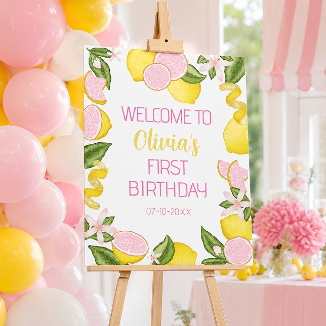 Pink Lemonade Birthday Welcome Sign (Welcome Sign)