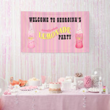 Pink Lemonade Birthday Welcome Vintage Striped