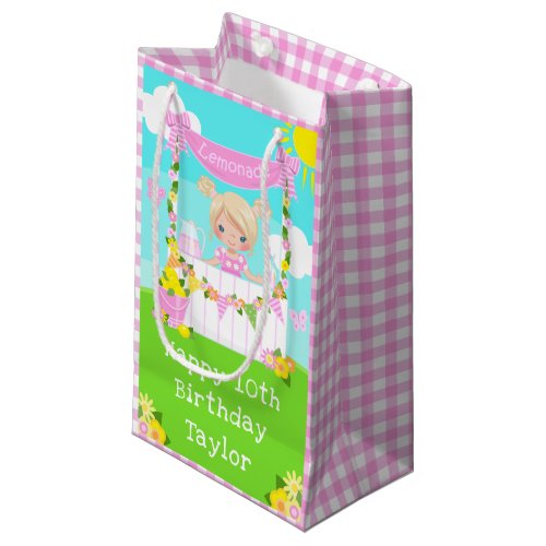 Pink Lemonade Blonde Hair Girl Happy Birthday Small Gift Bag