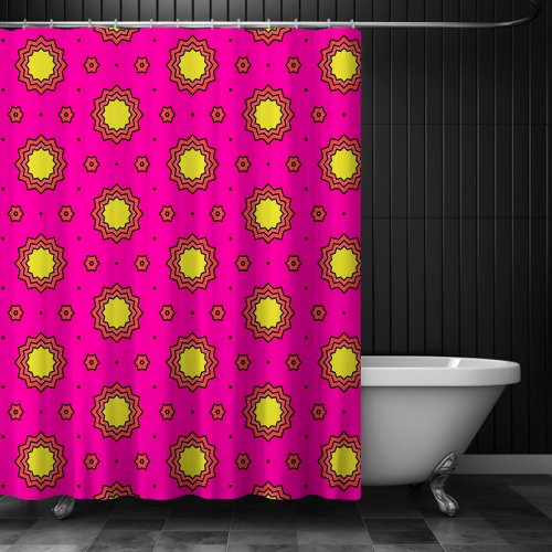 Pink Lemonade Bright Cheerful Star Pattern Shower Curtain