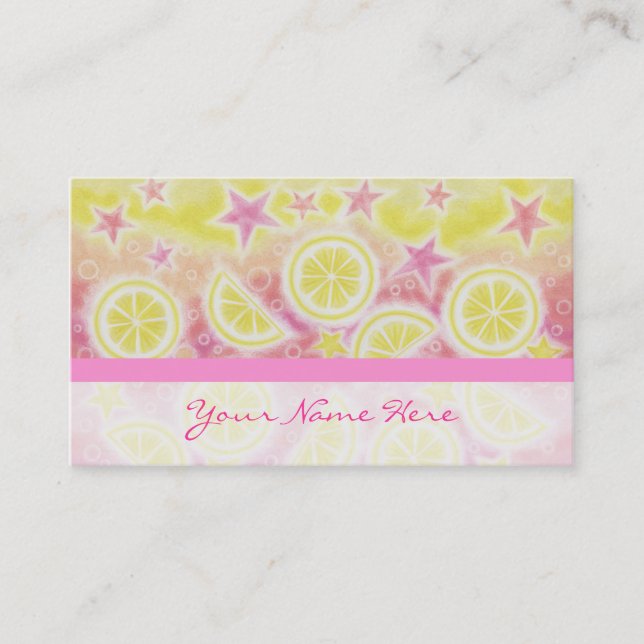 Pink Lemonade business card horizontal stripe (Front)