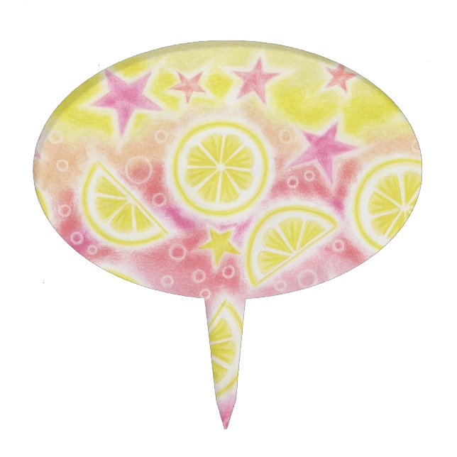 Pink Lemonade cake pick oval (Front)