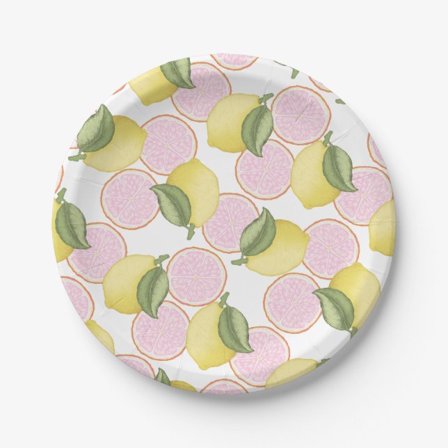 Pink Lemonade Citrus Birthday Party Plates (Front)
