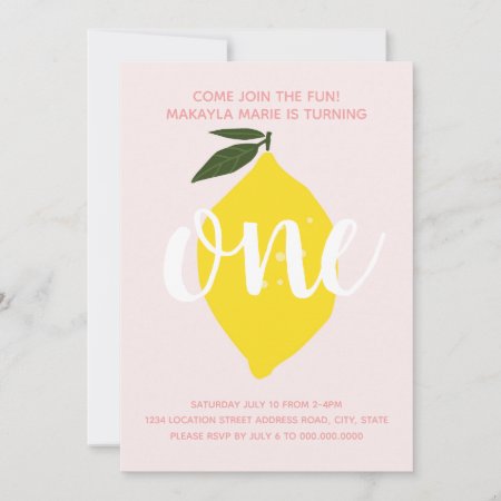 Pink Lemonade First Birthday Invitation