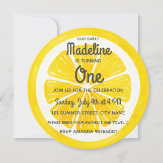 Pink Lemonade first birthday invitation