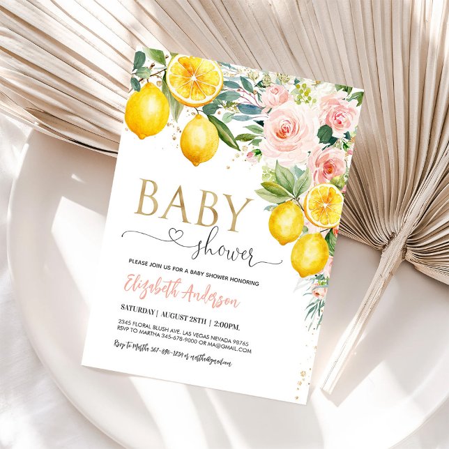 Pink Lemonade Floral Baby Shower Invitation (Creator Uploaded)