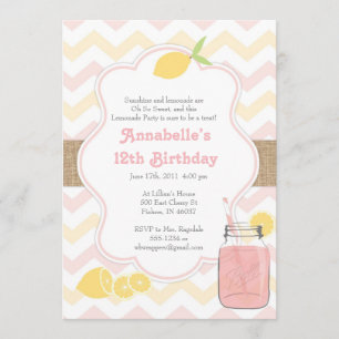 Pink Lemonade - Girly Soft Vintage Invitation