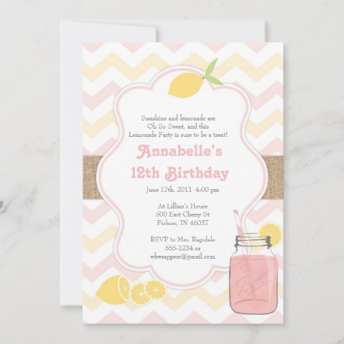 Pink Lemonade - Girly Soft Vintage Invitation