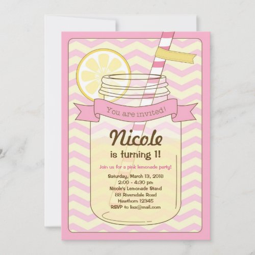 Pink Lemonade Invitation  Pink Lemonade Invite