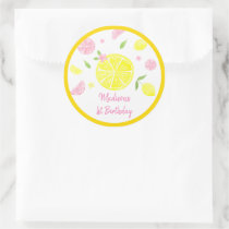 Pink Lemonade Lemon Birthday Classic Round Sticker