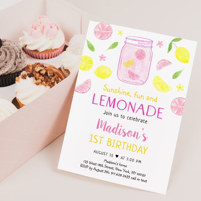 Pink Lemonade Lemon Birthday Invitation (Creator Uploaded)