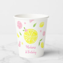 Pink Lemonade Lemon Birthday Paper Cups