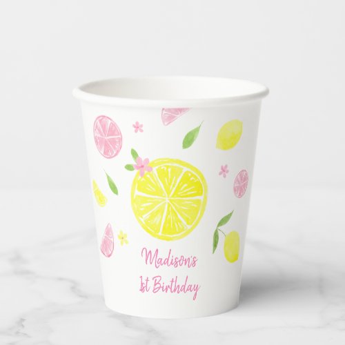 Pink Lemonade Lemon Birthday Paper Cups