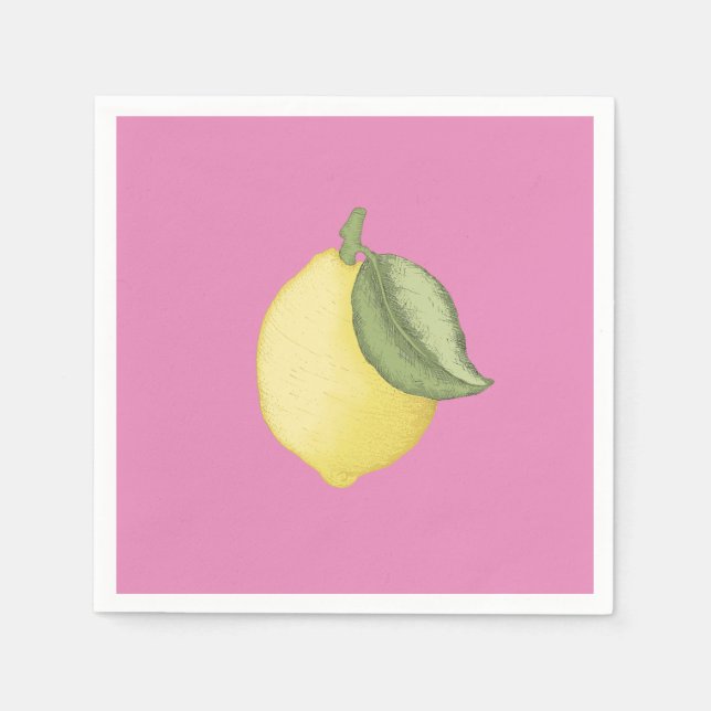 Pink Lemonade Lemon Birthday Party Napkins (Front)