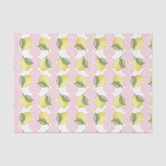 Pink Lemonade Lemon Birthday Party Tissue Paper (Front)
