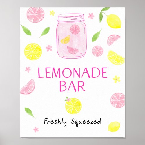 Pink Lemonade Lemon Birthday Poster