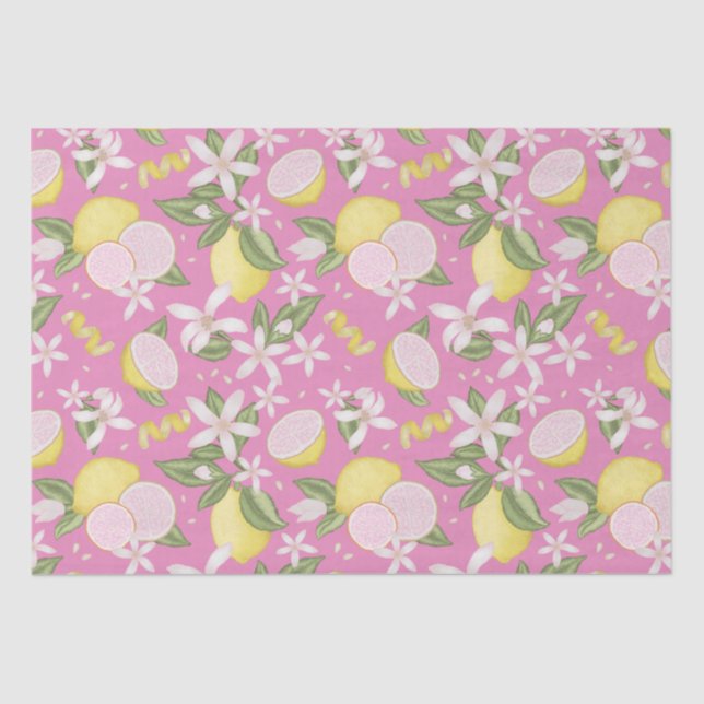 Pink Lemonade Lemon Birthday Tissue Paper (Front)