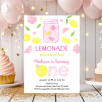 Pink Lemonade Lemon First Birthday Invitation