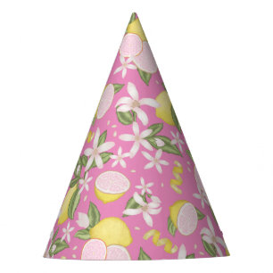 Pink Lemonade Lemon Floral Birthday Party Hat