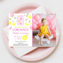 Pink Lemonade Lemon Second Birthday Invitation