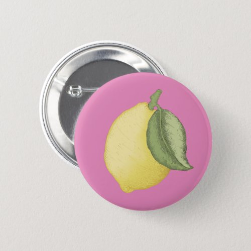 Pink Lemonade Lemon Themed Birthday Party Button