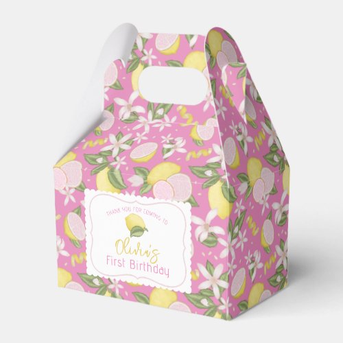 Pink Lemonade Lemon Themed Birthday Party Favor Boxes