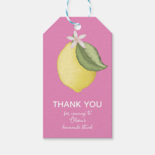 Pink Lemonade Lemon Themed Birthday Party  Gift Tags