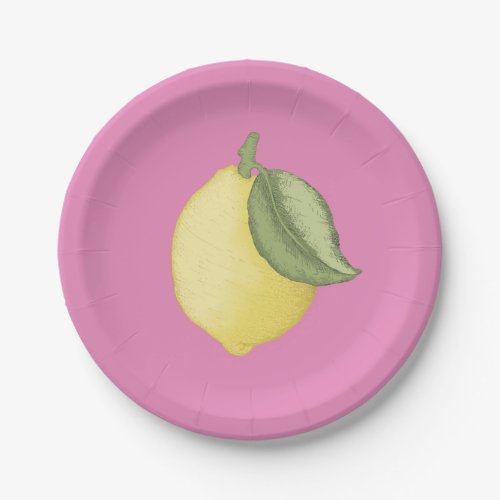 Pink Lemonade Lemon Themed Birthday Party Paper Plates