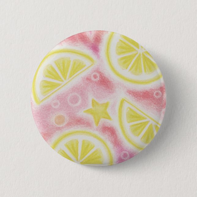 Pink Lemonade 'lemons' button badge (Front)