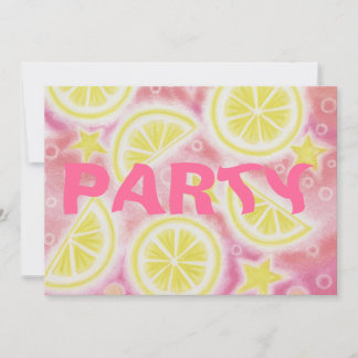 Pink Lemonade 'lemons' party invitation rectangle