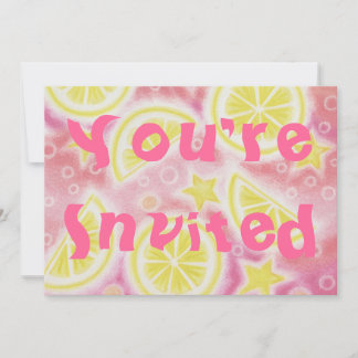Pink Lemonade 'lemons' party invitation rectangle