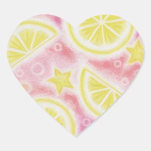 Pink Lemonade 'lemons' sticker heart