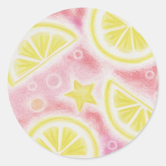 Pink Lemonade 'lemons' sticker round (Front)
