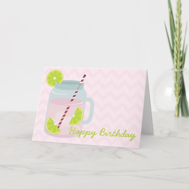 Pink Lemonade & Lime Birthday Card (Front)
