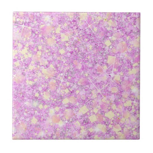 Pink Lemonade Magenta Color Solid Faux Glitter Ceramic Tile