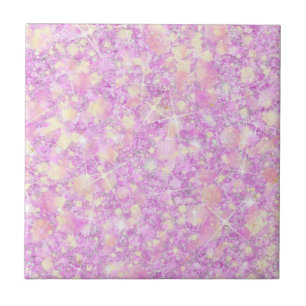 Pink Lemonade Magenta Color Solid Faux Glitter Ceramic Tile