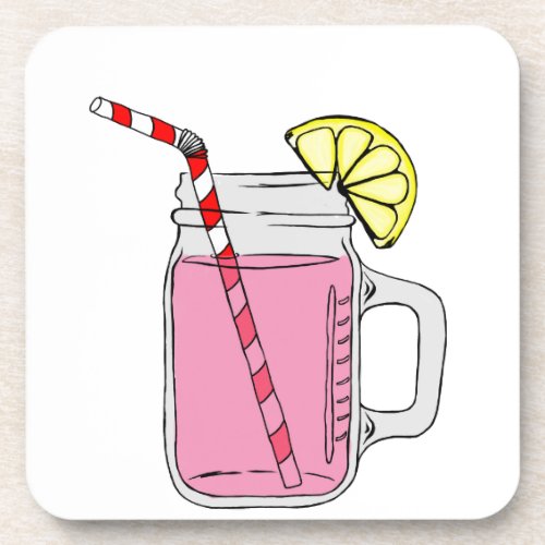 Pink Lemonade Mason Jar Drink Coaster