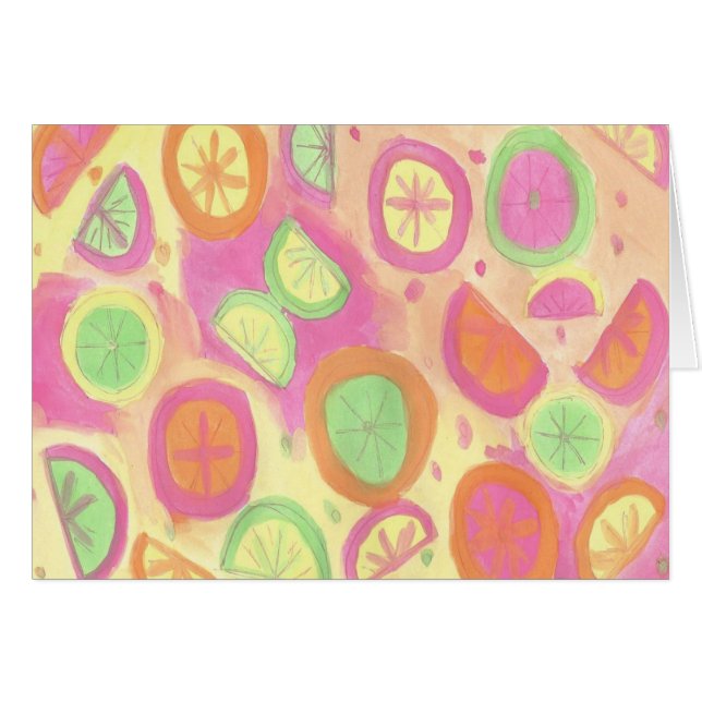 Pink Lemonade Pattern Greeting Card (Front Horizontal)