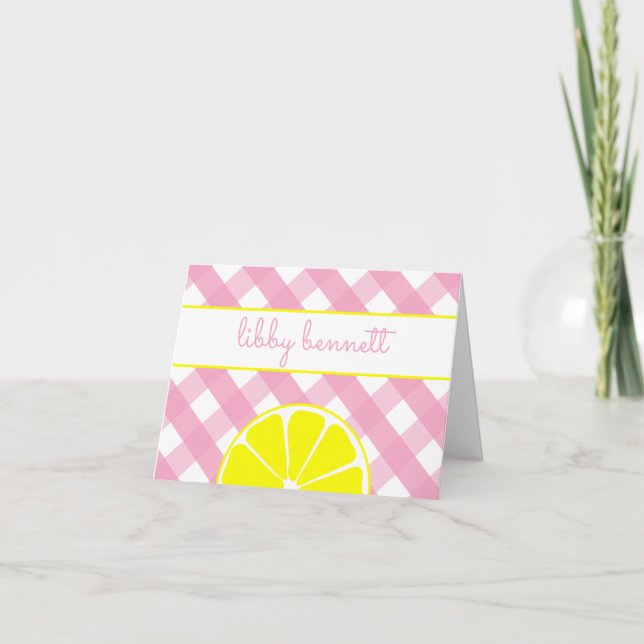 Pink Lemonade Personalized Folded Note Cards (Front)