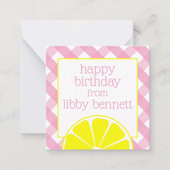 Pink Lemonade Personalized Gift Enclosure Cards (Front)
