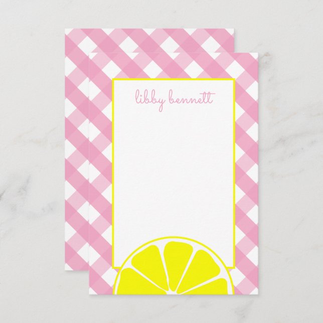 Pink Lemonade Personalized Note Cards (Front/Back)