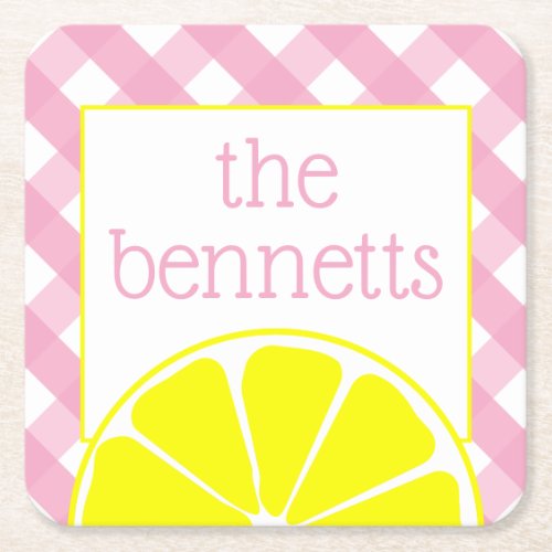 Pink Lemonade Personalized Paper Coasters