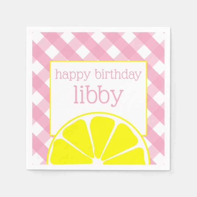 Pink Lemonade Personalized Party Napkins (Front)