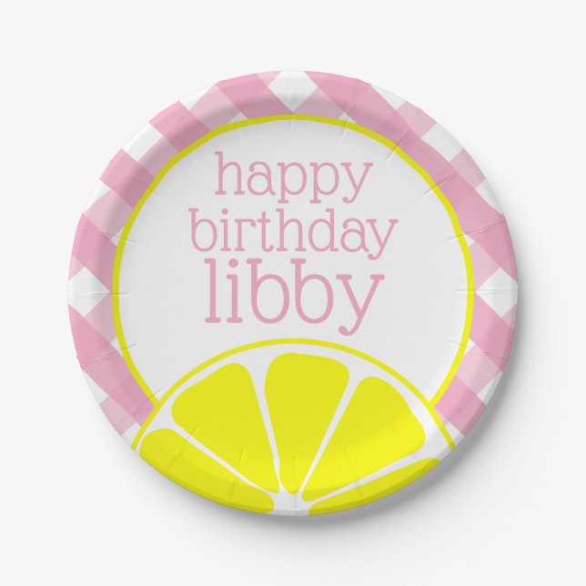 Pink Lemonade Personalized Party Plates (Front)