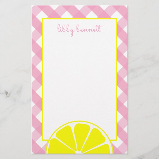 Pink Lemonade Personalized Stationery (Front)