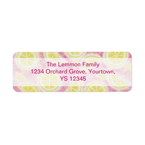 Pink Lemonade return address label centre text