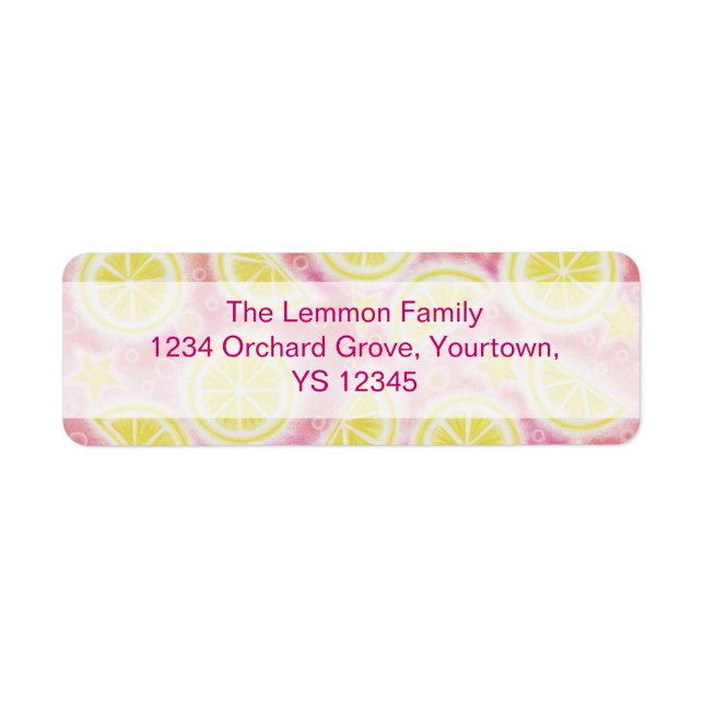 Pink Lemonade return address label centre text (Front)