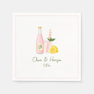 Pink Lemonade Signature Drink Wedding Cocktail Bar Napkins