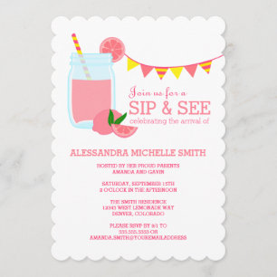 Pink Lemonade Sip and See Party Invitation