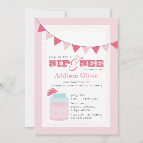 Pink Lemonade Sip &amp; See Baby Girl Card